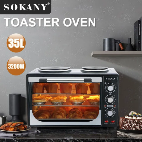 electric toaster oven with two hot plates