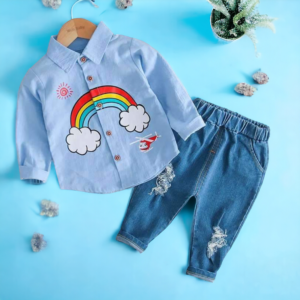 Rainbow shirt & Jean set 2-4y