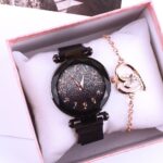 ladies magnetic strap chain Wristwatch with bracelet gift set ()