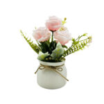 three roses potted plant pink