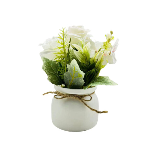 three roses potted plant white