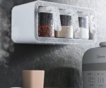 Wall Mount Kitchen Spice Rack Box Organizer with Spoons