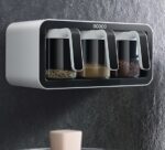 Wall Mount Kitchen Spice Rack Box Organizer with Spoons