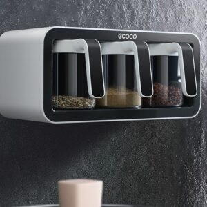 Wall Mount Kitchen Spice Rack Box Organizer with Spoons