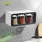 Wall Mount Kitchen Spice Rack Box Organizer with Spoons