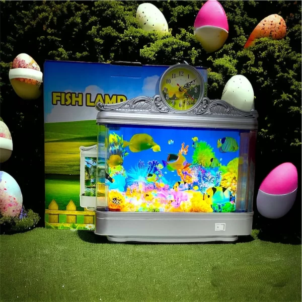 fish aquarium with clock